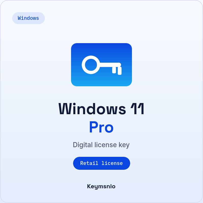 Keymsnio product card: Windows 11 Pro, Retail license