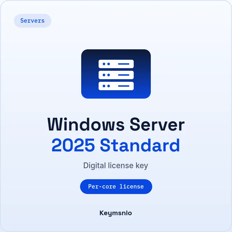 Keymsnio product card: Windows Server 2025 Standard, Per-core license