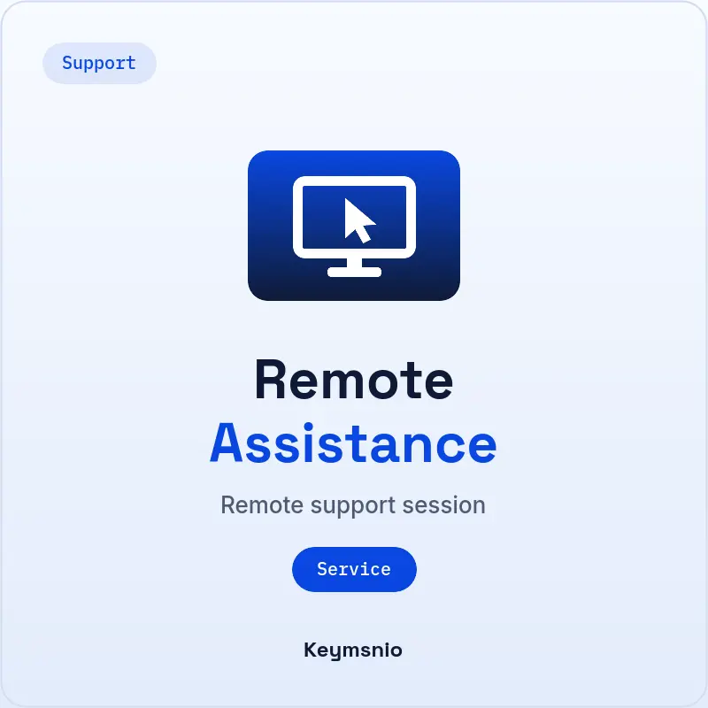 Keymsnio product card: Remote Assistance, Service